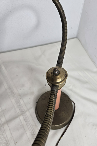 Vintage Metal pink Lamp Art Deco 2 Lights Table Lamp /goose neck - Picture 18 of 22