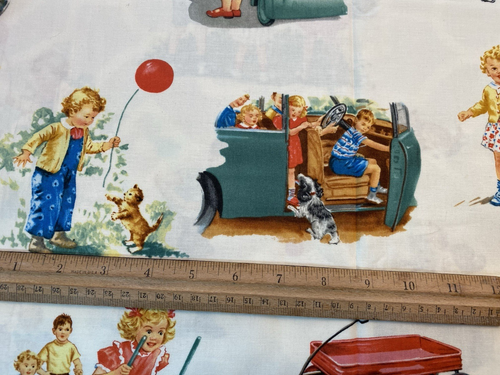 Dick and Jane Pearson FAbric Michael Miller Cream Cotton 1 yd - Picture 4 of 6