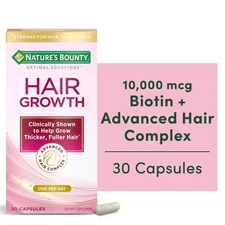 Nature’s Bounty Hair Growth Supplement for Women with Biotin, 30 Capsules