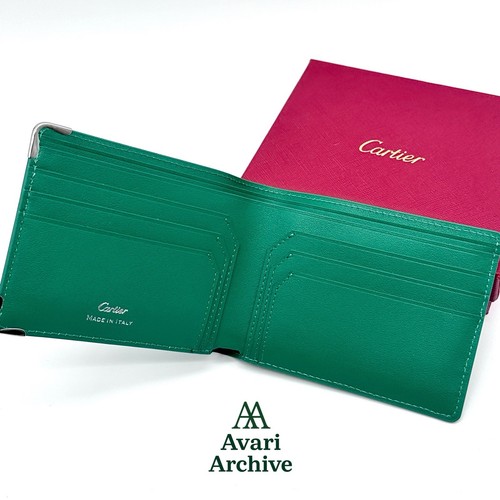 Cartier Must de Cartier Green Leather Bifold Wallet Made in Italy - Picture 2 of 5