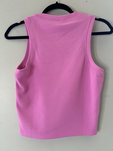 Move Theology Sleeveless Top Size M Pink Round Neckline Body Fit Cropped - Picture 2 of 14
