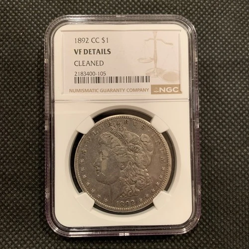 1892-CC U.S. MORGAN SILVER DOLLAR - VF DETAILS - NGC GRADED!