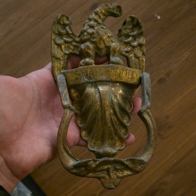 Antique Brass Eagle Door Knocker Traditional Gold Finish