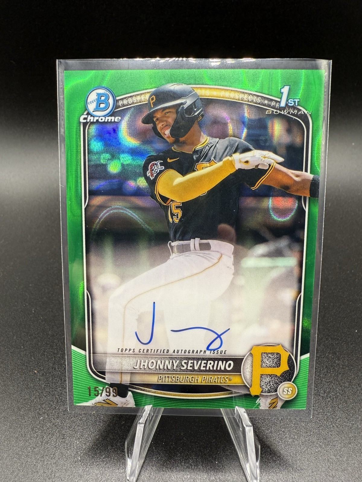 JHONNY SEVERINO 2025 BOWMAN CHROME 1ST GREEN LAVA REFRACTOR AUTO /99 Q5584