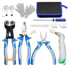 20-Pc Glass Mosaic Tool Set with Pliers, Cutter, Gloves, Zipper Bag Easy Install
