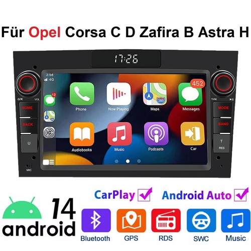 Für Opel Astra H Zafira B Corsa C D Apple Carplay Android 14 Autoradio GPS Navi