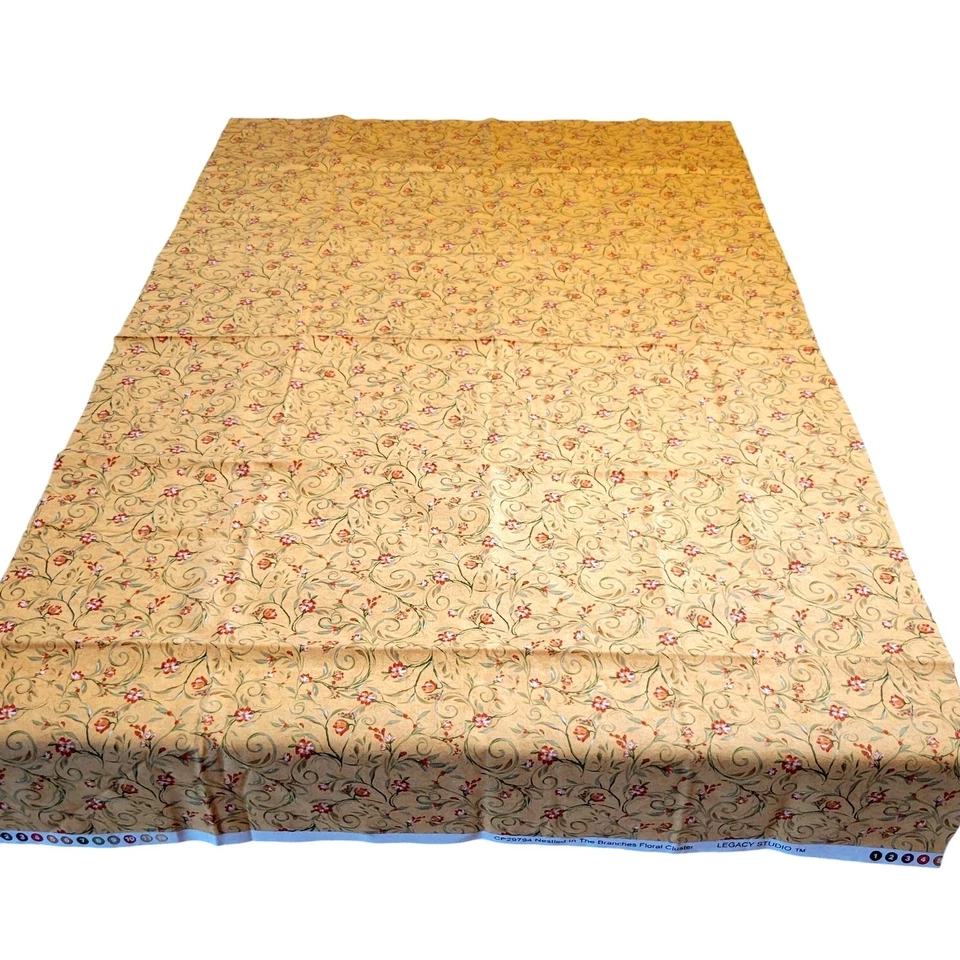 Cotton Fabric Yellow Floral Cluster Vines Legacy Studio 43x25 Quilting Sewing - Image 2 of 4