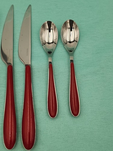 BUGATTI - GOIAI ? 18/10 Stainless Flatware 7 pcs- RED - From Italy - Picture 4 of 9