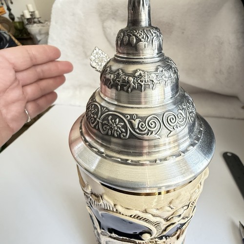 Vintage German Beer Stein Dresden With Pewter Lid RARE King-Werk No. 70 NEW - Foto 14 di 24