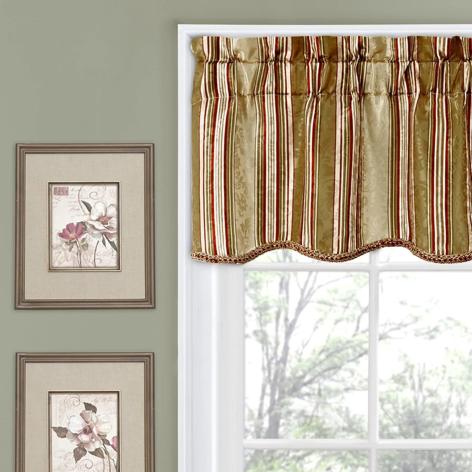 Waverly Traditions Conjunto de Rayas Varilla Cenefa de Bolsillo para Ventanas en Dormitorio,... Foto 2 de 4