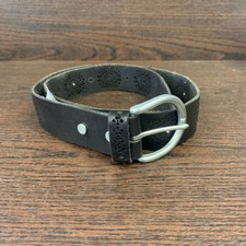 Lucky Brand Women's Belt Size S Black Leather Buckle Cutout Design