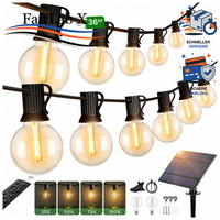LED Solar Lichterkette AußEn 36M 50+2 G40 GlüHbirnen IP65 Wetterfest