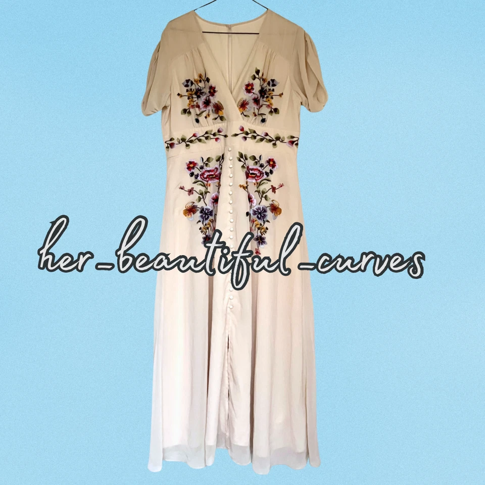 HOPE & IVY EMBROIDERED FLROAL WEDDING OCCASION PARTY DRESS SIZE 16 - Image 4 of 4