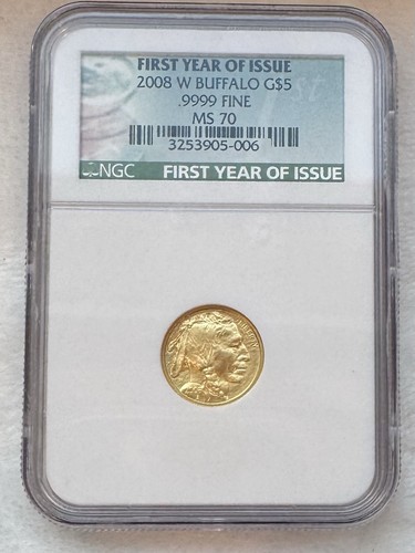 2008 - W Gold 5 $ 1/10 oz. BUFFALO - 1. Ausgabejahr - NGC - MS 70 - INV #7191
