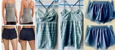 LULULEMON EBB & FLOW HEATHERED DK.GREY TANK & HOTTIE HOT LINED NAVY SHORTS Sz.6*