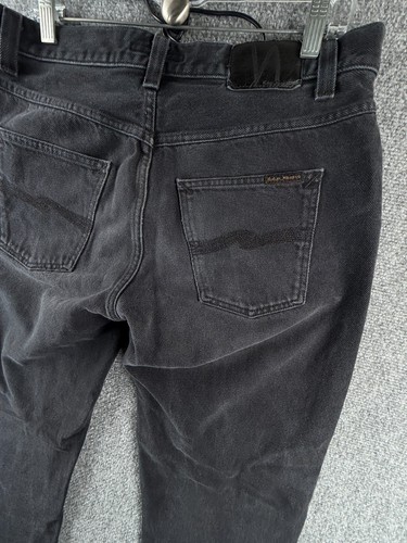 Pantalones de mezclilla Nudie Jeans para hombre Gritty Jackson usados círculo negro algodón ACTL 33X33 - Imagen 13 de 21