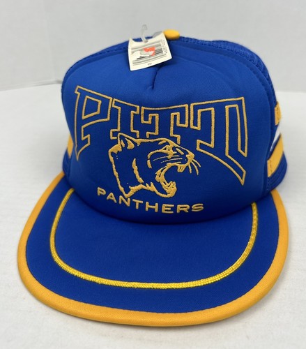 Vintage Pitt Panthers Trucker 3 Stripe Snapback Hat Pittsburgh University 80s - Picture 5 of 9