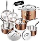 Whole Tri-ply 18/10 Stainless Steel Pot and Pan Set Copper SS 10 PC, 