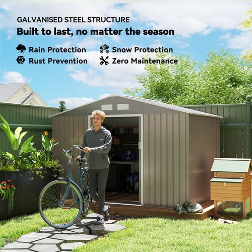 Outsunny 9x FT Galvanised Steel Garden Storage Shed with Sliding Door Vents - Picture 6 of 11
