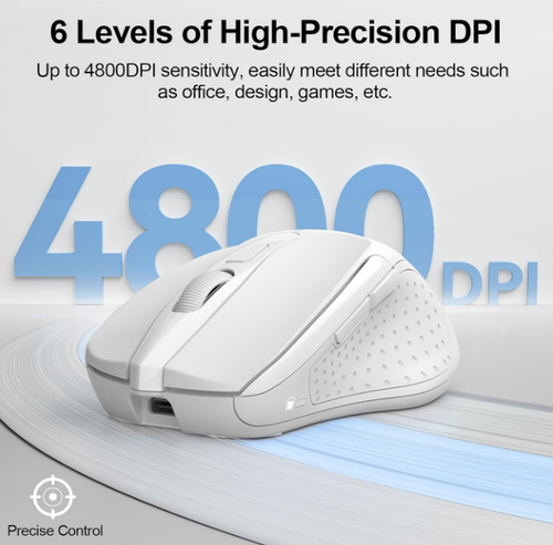 Tecknet Rechargeable Wireless Mouse-White USB Silent Click Adjustable DPI 4800 - Picture 5 of 10