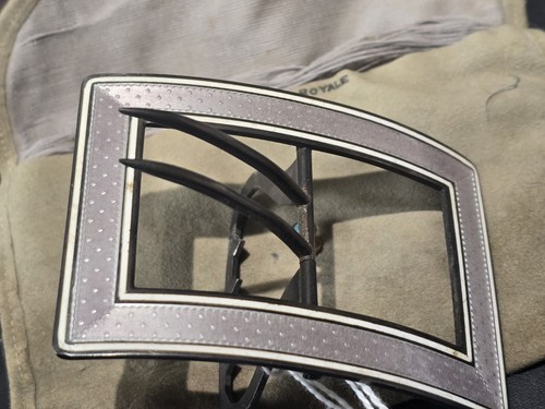 Purple ENAMEL STERLING SILVER GUILLOCHE Rectangle BELT BUCKLE W/ Original Pouch - Picture 9 of 10