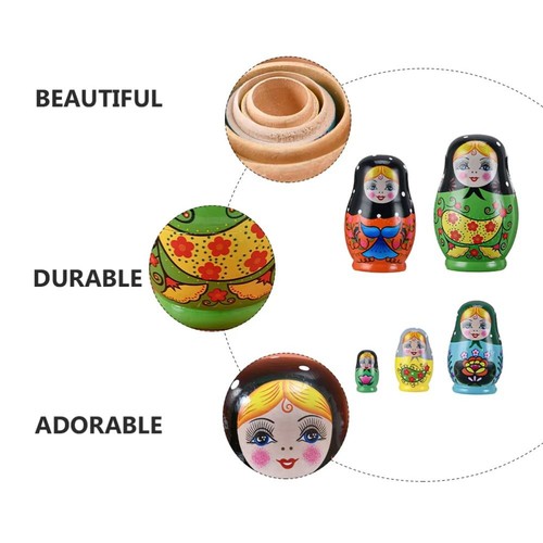 DIY Paint Nesting Dolls Wooden Stacking Dolls Matryoshka Doll Toys Kids Toy - Picture 5 of 12