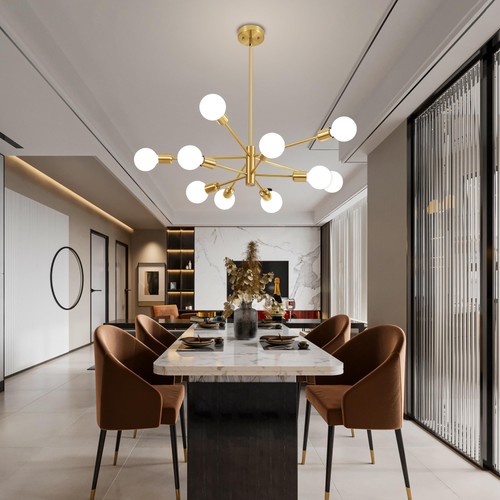 Sputnik Chandelier Modern Gold Chandelier Mid Century Ceiling Lighting Fixtur... - Picture 7 of 9