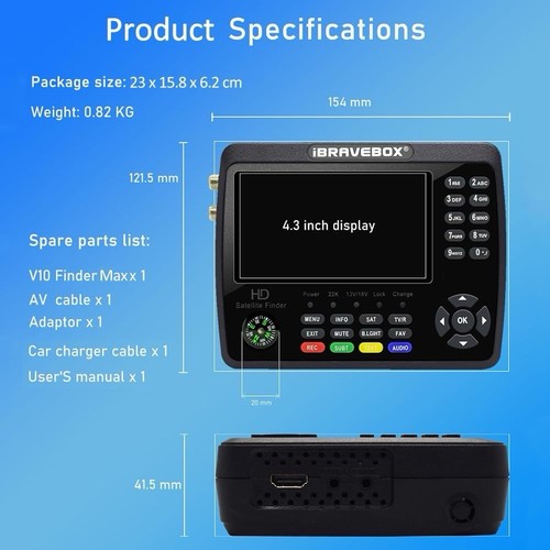 iBRAVEBOX V10 Finder TV Signal Finder -S//S2X Digital S4F0 - Afbeelding 8 van 8