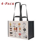 Costco Cartoon Highlights Reusable Shopping Tote Bag Kirkland Heavy Duty 4-Pack