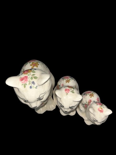 Juego de 3 gatos de porcelana Slyvac vintage - Imagen 2 de 5