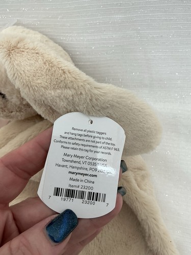 Mary Meyer Bunny Rabbit Lovey Plush Knotted Security Blanket Blankie 12" Beige - Picture 8 of 14