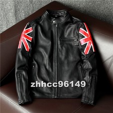 Men's Leather Jacket Cowhide Moto Rider, Unused, Multiple Sizes