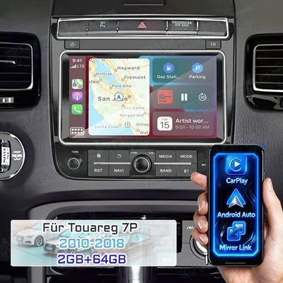 AWASHERO 64GB Android 15 Autoradio CarPlay GPS Navi Für VW Touareg 7P 2010-2018 FM RDS BT