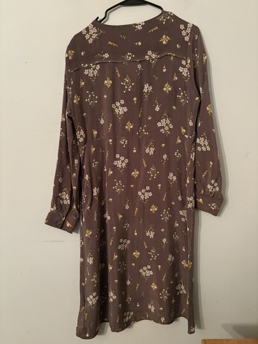Vestido midi relajado manga larga floral Ditsy marrón caqui M&S Per Una. 12. Nuevo #53 - Imagen 8 de 10