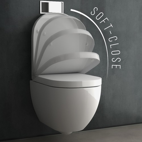 Spülrandloses Hänge WC I Toilette aus Keramik inkl. abnehmbarem WC-Sitz - Bild 5 von 7