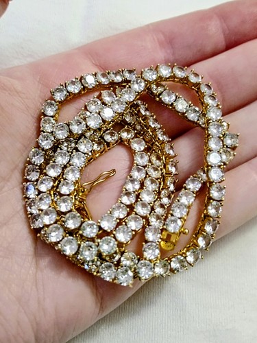 Tennis-Kette Herren massiv 925 Silber 18 Karat Gold 5 mm 28 Zoll CZ - Bild 6 von 16