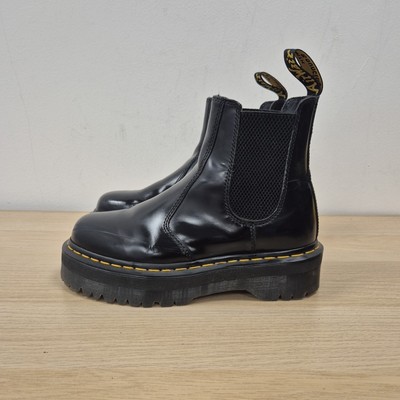 Dr Martens 2976 Quad Ankle Platform Chunky Chelsea Boots Black Leather Size  Uk UK