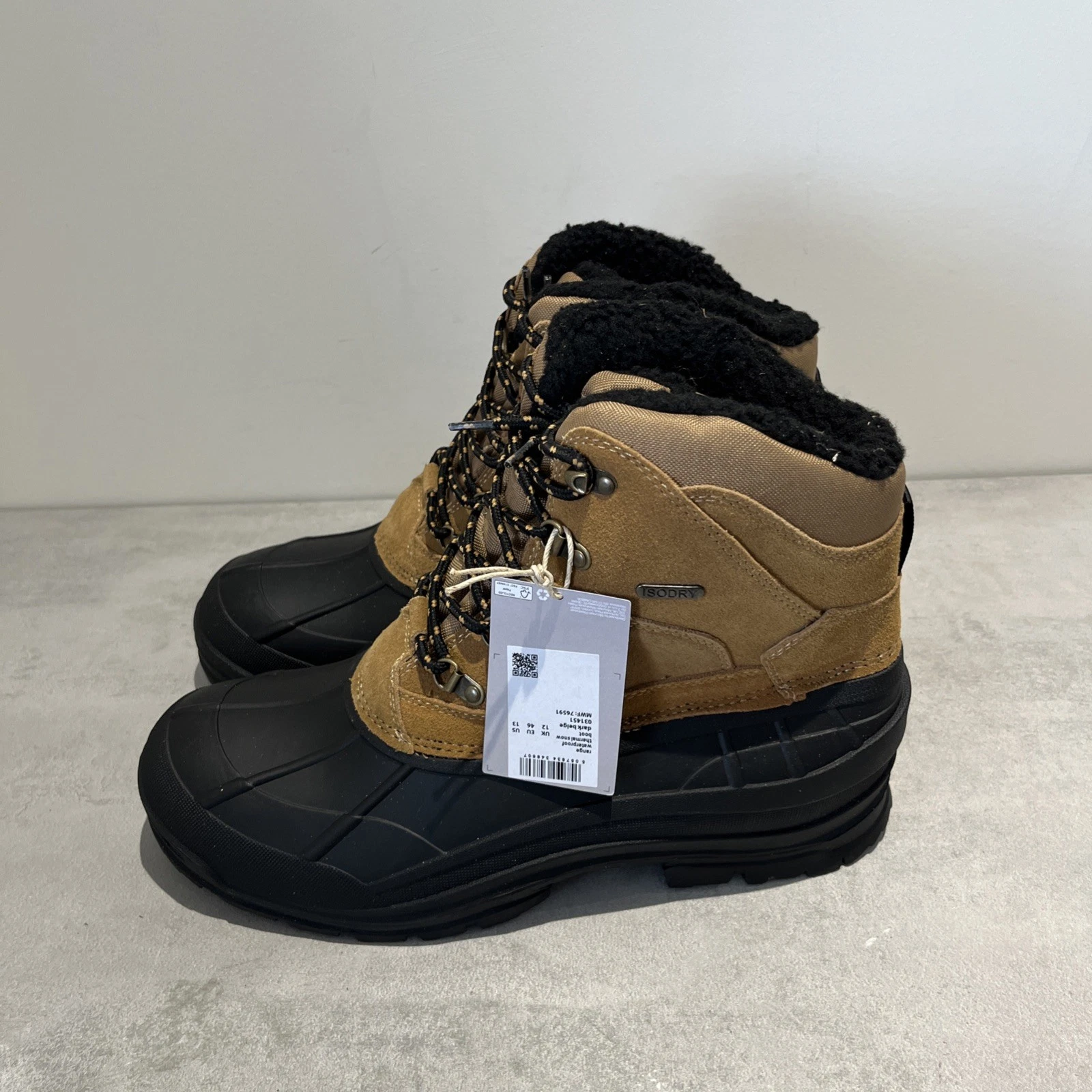 Mountain Warehouse Mens Range Snow Boots 3m Thinsulate Winter Shoes Suede UK12