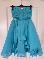 LITTLE MISTRESS TUQUOISE BLUE SHEER SWEETHEART BANDEAU EMBELLISHED PROM DRESS 10