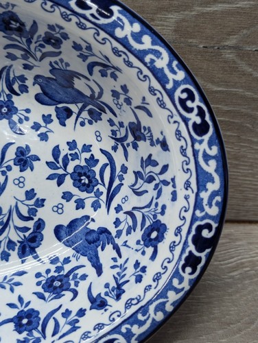 One Burleigh Blue Regal Peacock Transferware 8 3/4" Oval Serving Vegetable Bowl - Picture 5 of 16