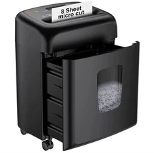 Bonsaii 8 Sheet High Security Micro Cut Paper Shredder with 4 Gallon Pullout Bas