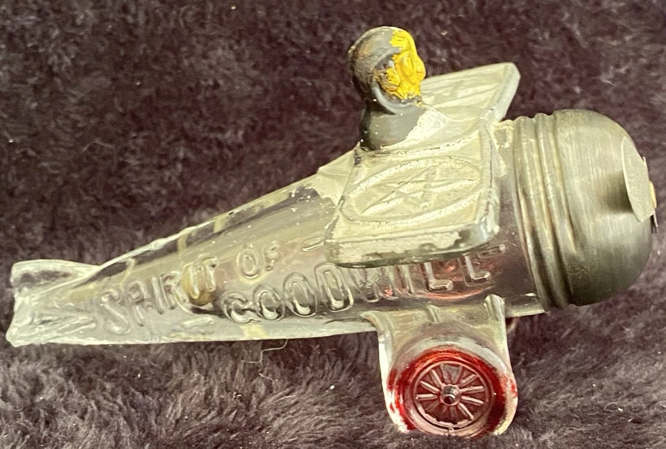 Contenedor de caramelos de vidrio vintage Spirit Of Goodwill Plane Lindbergh Foto 3 de 4