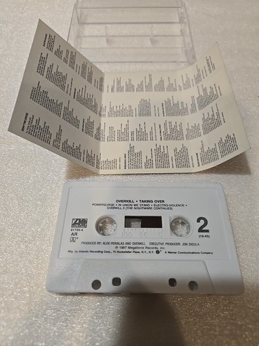 OVERKILL - TAKING OVER - 1987 Cassette Tape Megaforce Records Thrash Excellent - Picture 5 of 5
