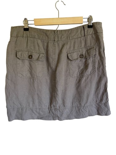 Cynthia Rowley Size 12 100% Linen Skirt Dark Gray Pockets - Picture 2 of 6