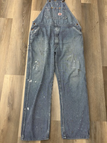 Vintage Round House Hickory gestreifte Latzhose Ingenieur markiert 40x34 USA!!! - Bild 14 von 20