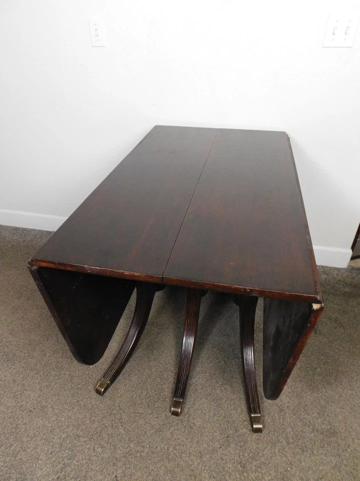 Antique USA Made Duncan Phyfe Mahogany Drop Side Dining Banquet Table 25" - 96" - Image 2 of 4