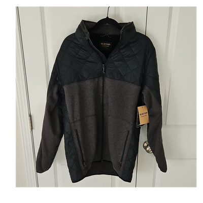 New Burton Quilted Zip Fleece Jacket  Heather Men's L MB Pierce - Tuckaway Hood