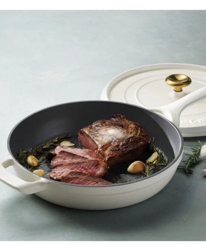 Tramontina 12" Enameled Cast Iron Skillet with Lid in White - New in Box - Picture 8 of 12