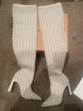 River Island Beige Thigh/Knee Length Boots Heel Size 4 Rrp£79