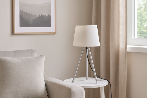 3-Bein Beistellleuchte 48 cm E27 Fassung Modern mit Schirm Wohnzimmer Stehlampe - Bild 12 von 23